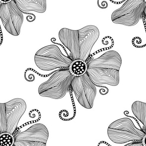 12” Monochrome Topography Flower Tangle Polka Dot - Medium