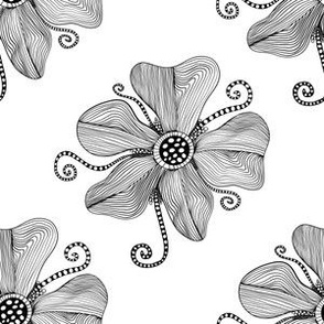 6” Monochrome Topography Flower Tangle Polka Dot - Small