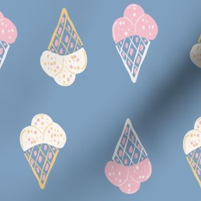 Cute ice Cream Cones  -blue, cream, pink | large scale | SKU2404141384| 12 in