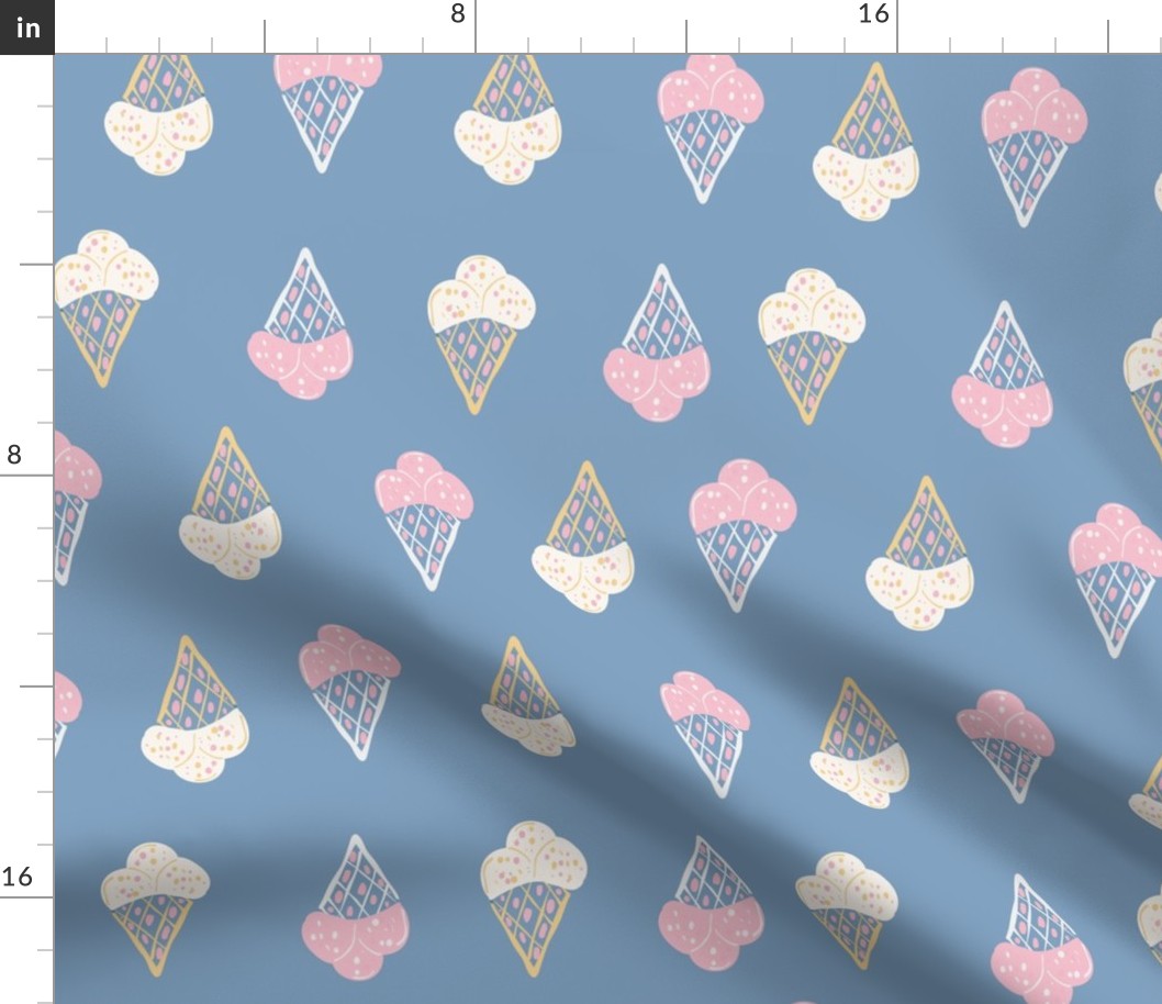 Cute ice Cream Cones  -blue, cream, pink | large scale | SKU2404141384| 12 in