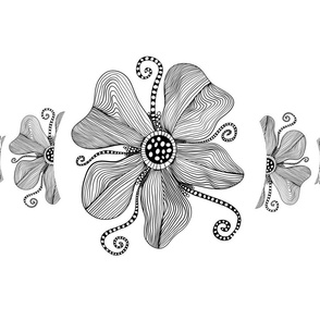 Monochrome Topography Flower Tangle