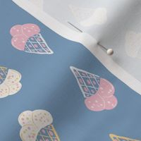 Cute ice Cream Cones  -blue, cream, pink | ditsy scale | SKU2404141384 | 6 in