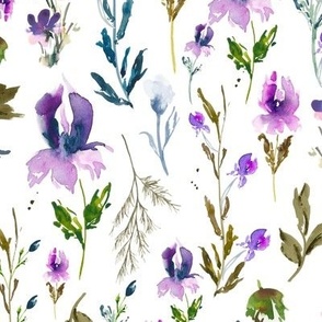 Large / Iris Watercolor Floral