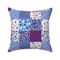 PATCHWORK FUN FLAG FLORAL_BLUES_LRG