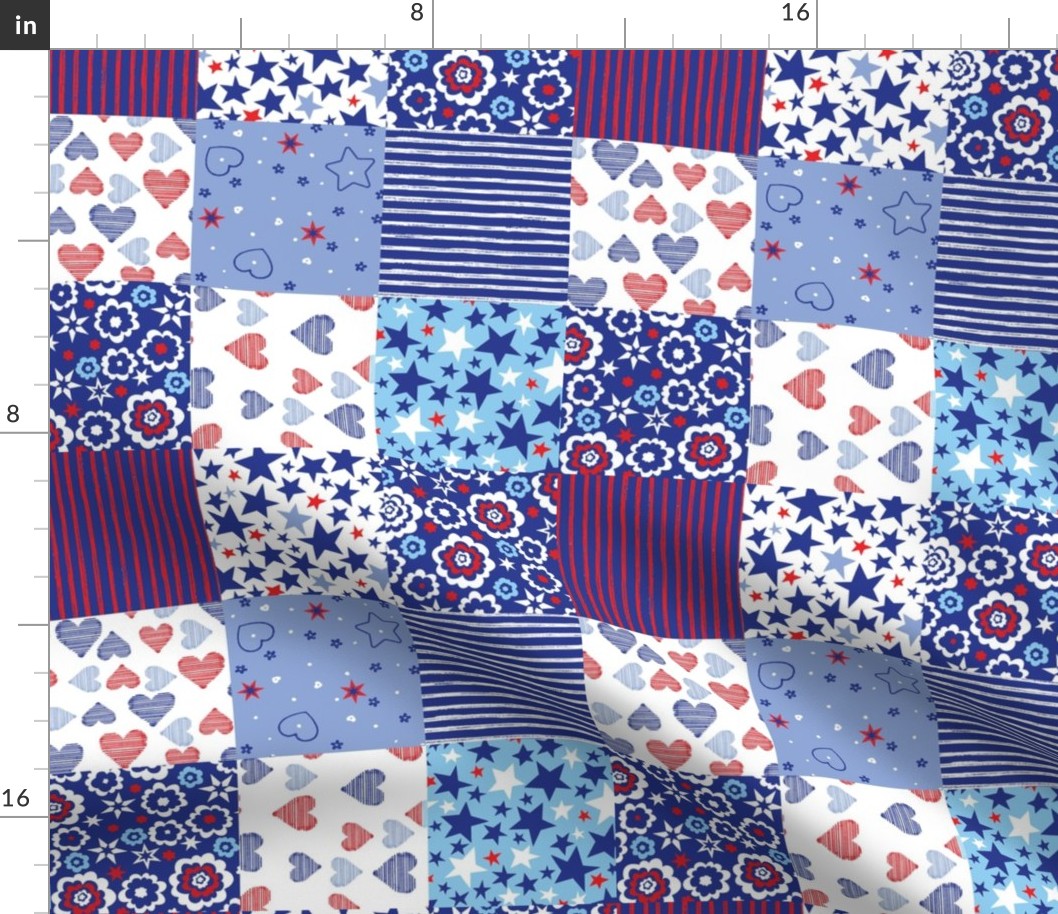 PATCHWORK FUN FLAG FLORAL_BLUES_LRG