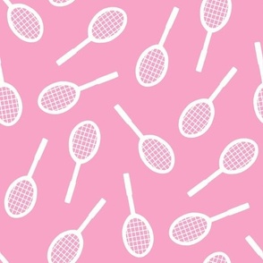Sports Court Blender: White Badminton  Racquets on a Hot Pink Background