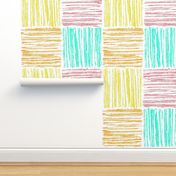 Large Textured Square Checkerboard Bright Party Colors _White _Orange _Yellow _Pink _Turquoise Blue Bold Modern Abstract Geometric