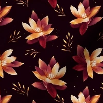 delicate burgundy abstract flowers