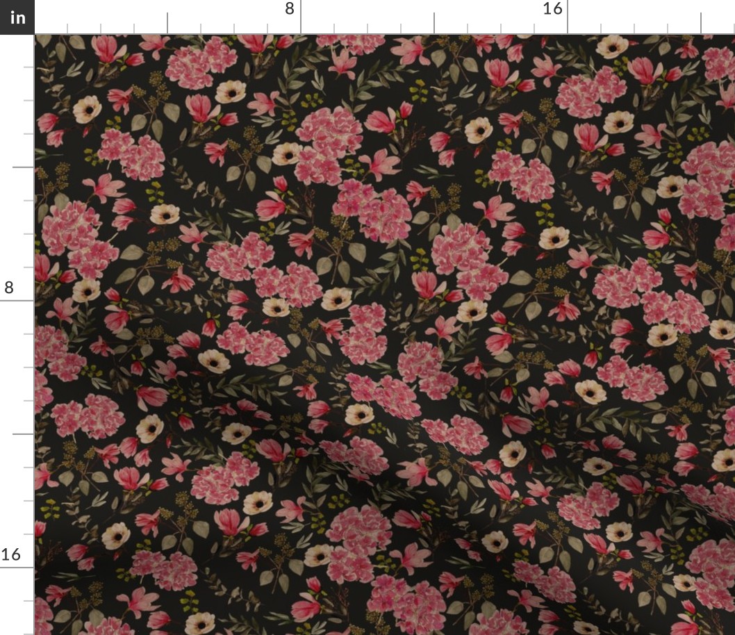 Romantic Pattern - Dark Red Charcoal