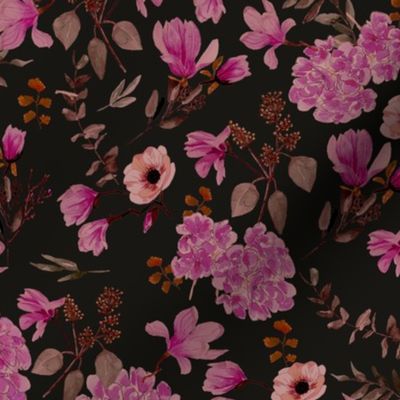 Romantic Pattern Dark Pink and charcoal black