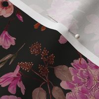 Romantic Pattern Dark Pink and charcoal black