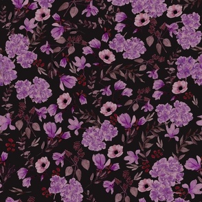 Dark Romantic Pattern M - Purple & charcoal