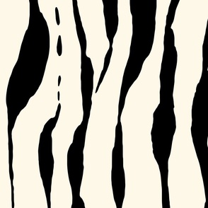 (L) animal print - black striped tiger-zebra over cream background