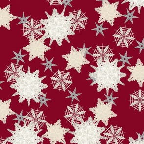 Natural Christmas - Tossed Snow on Cranberry Red #840625