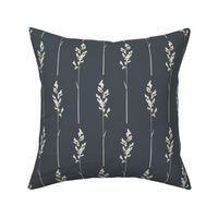 Large Rustic Dried Foliage Stripe Design Dark Charcoal and Cream