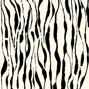 (M) animal print - black striped tiger-zebra over cream background