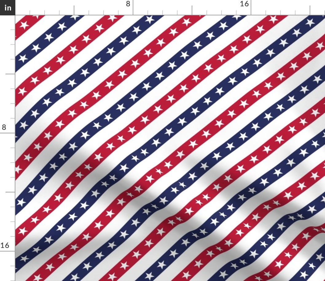 Small July 4th stars ribbons diagonal stripes