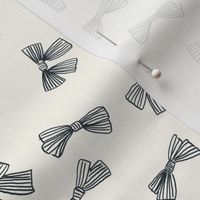 Striped Bows - medium scale - Navy Blue on Ivory White