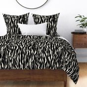 (M) animal print - cream striped tiger-zebra over black background