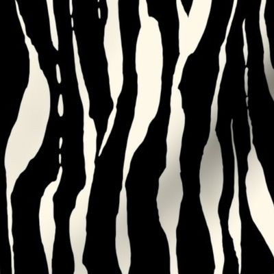 (M) animal print - cream striped tiger-zebra over black background