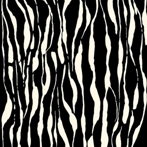 (M) animal print - cream striped tiger-zebra over black background
