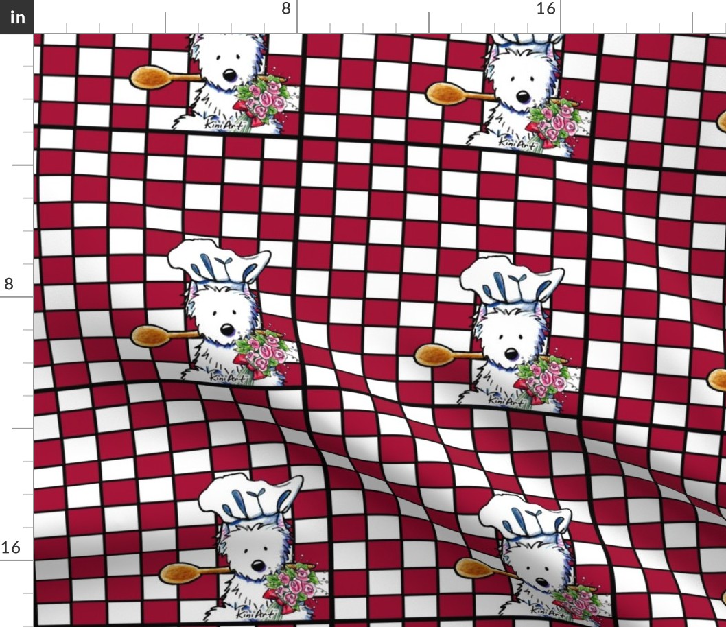Red and White Westie Chef Large