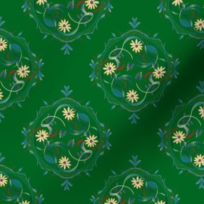 Boho Paper Daisy Medallions Emerald Green (medium)