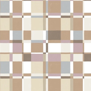 Modernist Painted Plaid 24x24 soft neutrals, light grey, khaki tan