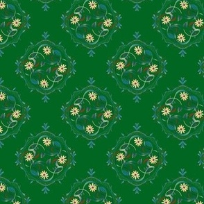 Boho Paper Daisy Medallions Emerald Green (small)