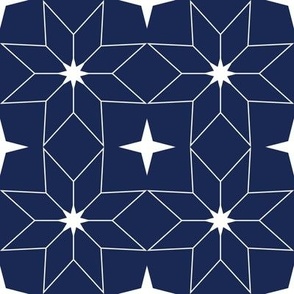 Moroccan Star 1 - Deep Navy and White