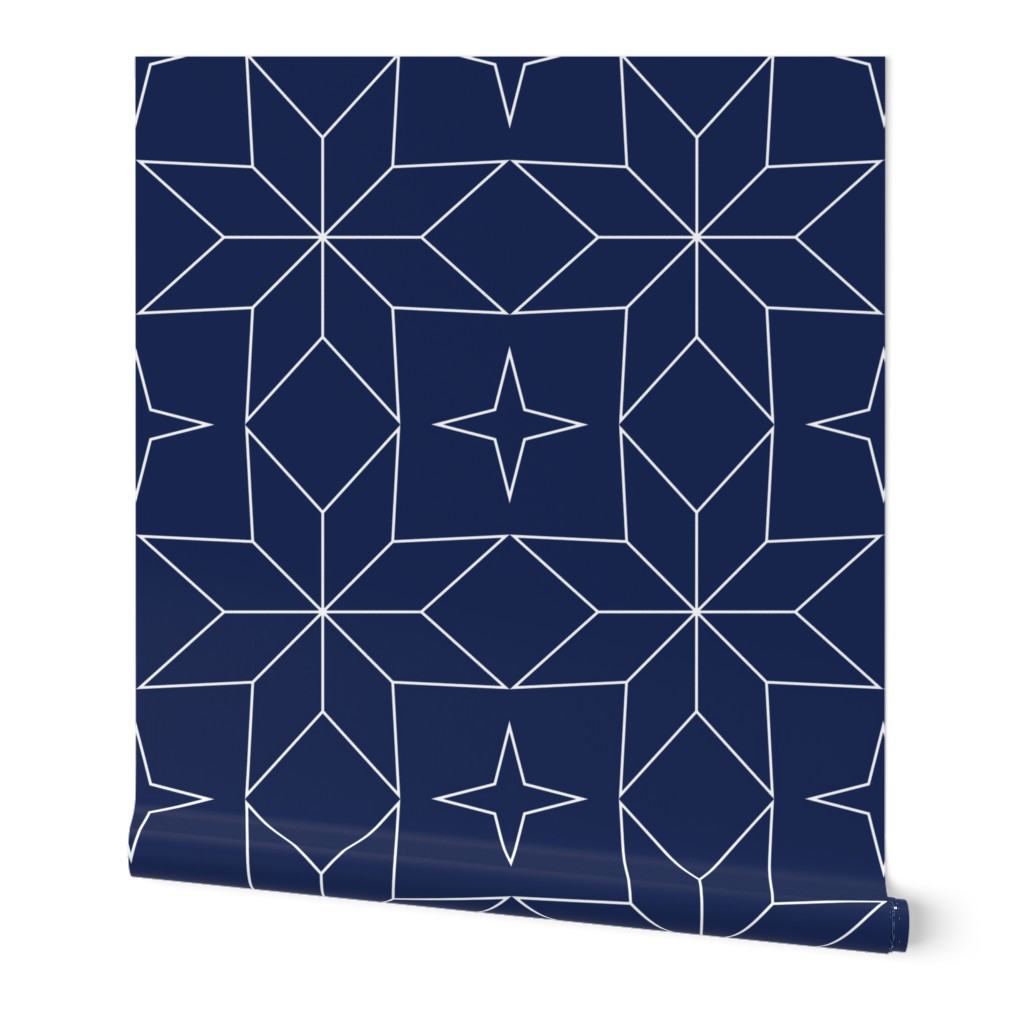 Moroccan Star 2 - Deep Navy and White