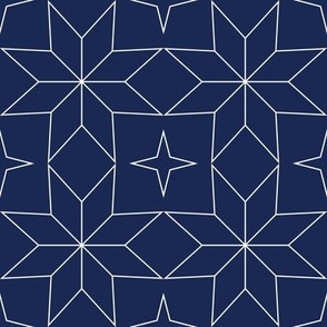 Moroccan Star 2 - Deep Navy and White