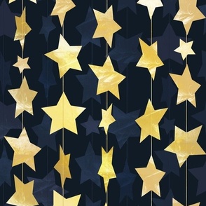 Gold party stars garland normal scale