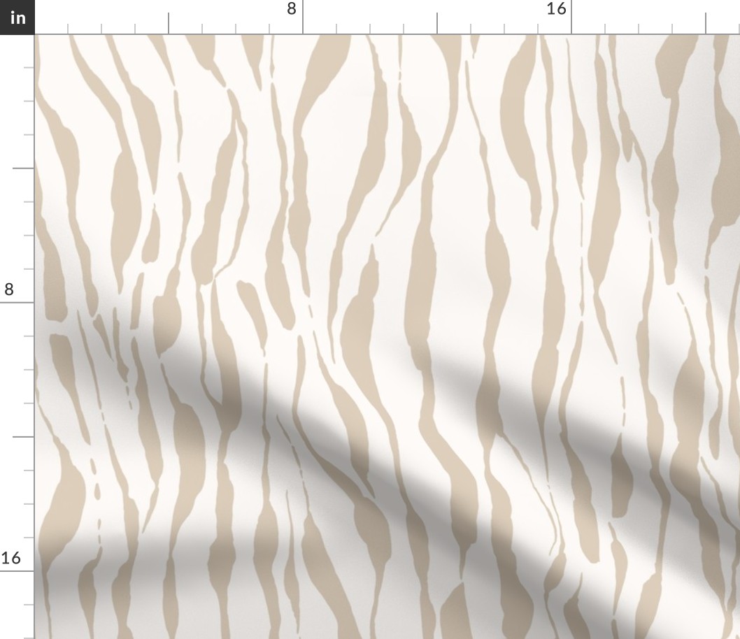(M) animal print - beige striped tiger-zebra over cream background