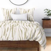 (L) animal print - green striped tiger-zebra over cream background