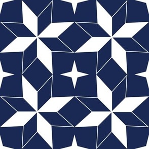 Moroccan Star 3 - Deep Navy and White