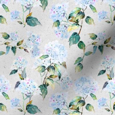 Small Vintage White Hydrangea Flower on Grey / Floral Wallpaper