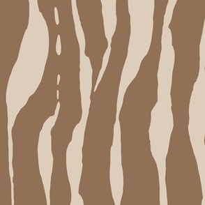 (L) animal print - beige striped tiger-zebra over brown background