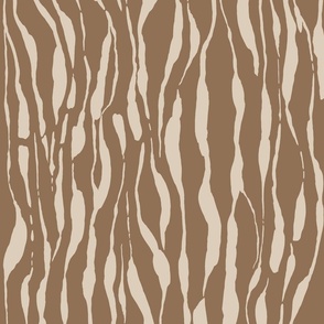 (M) animal print - beige striped tiger-zebra over brown background