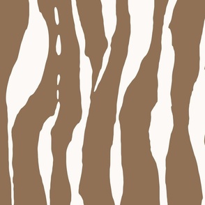 (L) animal print - cream striped tiger-zebra over brown background