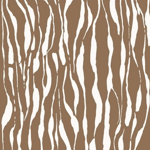 (M) animal print - cream striped tiger-zebra over brown background