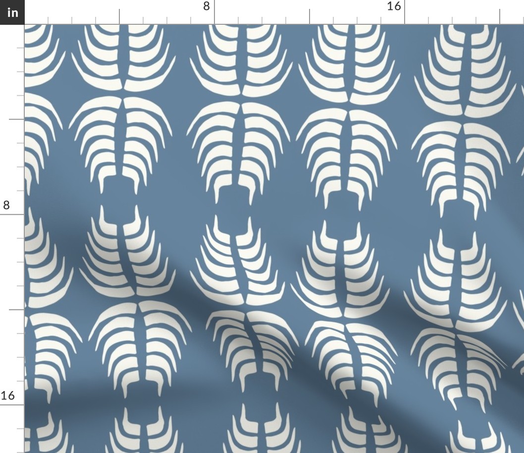 Curved Geometric Design with Island Vibe Blue and Off White