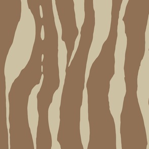 (L) animal print - green striped tiger-zebra over brown background