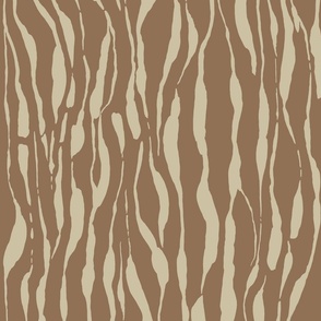 (M) animal print - green striped tiger-zebra over brown background