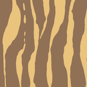 (L) animal print - yellow striped tiger-zebra over brown background