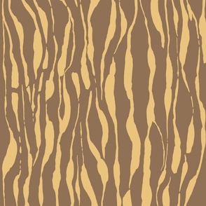 (M) animal print - yellow striped tiger-zebra over brown background