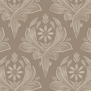 small scale // classic botanical line art - grey brown_ pale grey chalk