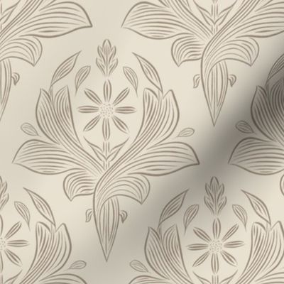 medium scale // classic botanical line art - grey brown_ pale grey chalk 02