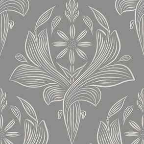 large scale // classic botanical line art - architectural gray_ coolest white