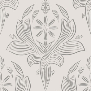 JUMBO classic botanical line art - architectural gray_ coolest white 02